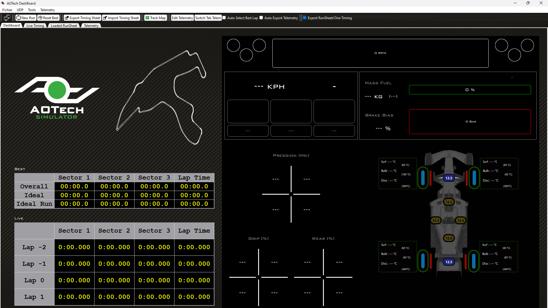 To enhance the simulator exploitation, AOTech has developed a range of tailor-made software. We also offer the possibility to create specific software or plug-ins for our customers to ensure they can have real-time access to the car model data or feed their own tools such as HHTiming/HH DataManagement and OneTiming/OneRaceHub.